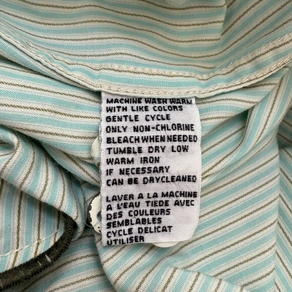 Tommy Bahama Jeans Striped Button Down Shirt Men's Large Blue Ivory Preppy Dad - Picture 14 of 14